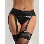 SuperLove Sinful Wetlook Garter Belt & Panty 5249 Black S