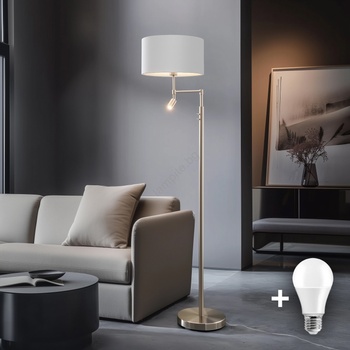 EGLO - LED подова лампа TUNJA 1xE27/60W/230V + LED/2, 1W Ø 38 cm хром/бяло (EG32514J)