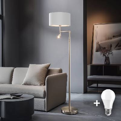 EGLO - LED подова лампа TUNJA 1xE27/60W/230V + LED/2, 1W Ø 38 cm хром/бяло (EG32514J)