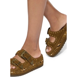 Kurt Geiger London чехли с платформа дамски от велур Western Buckle Flatform