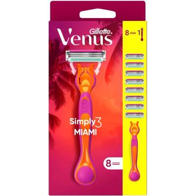 Gillette Venus Дамска самобръсначка Simply3 Miami, с 8 резервни ножчета