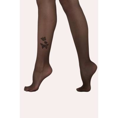 Knittex Dámské tenké punčochové kalhoty s motýly AILES 20 DEN Černá/černá