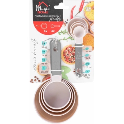 Odměrka MagicHome, kuchyňská, sada 8 kusů, 2,5 ml - 236 ml