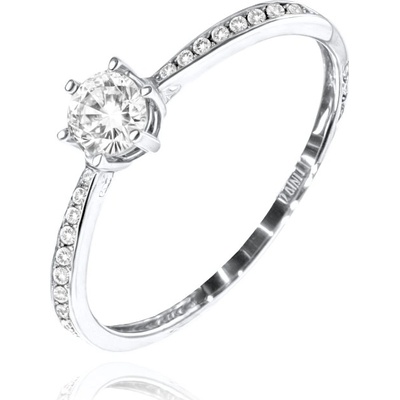 Minet Zlatý zásnubní prsten z bílého zlata s bílým zirkonem JMG0216WSR