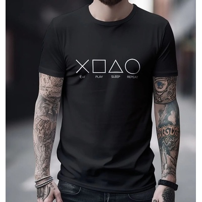 Bullshirt.sk pánske tričko Eat Play Sleep Repeat čierne