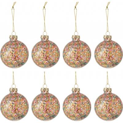 Sada 6ks barevných skleněných koulí s konfetami Confetti - Ø 8 cm - J-Line by Jolipa