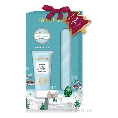 PXG Pharma GmbH Take Time Shea almond krém na ruky 50 ml + balzam na pery 7 g + pilník na nechty darčekový set