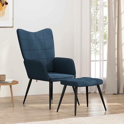 vidaXL 327952 Relaxační židle se stoličkou textil Modrá