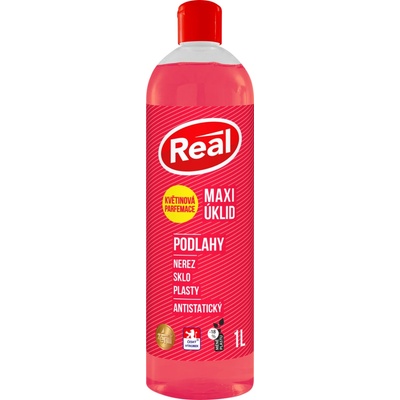 Real Maxi Upratovanie s kvetinovou parfumáciou čistič na podlahy nerez, sklo, plasty, antitatický 1 l