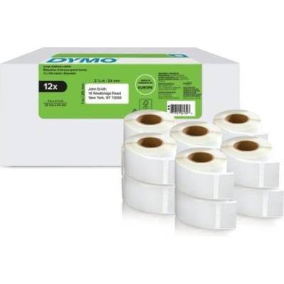 Dymo 2177563, 54mm x 25mm, biele papierové etikety