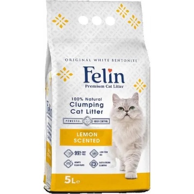 Clear Cat Felin lemon - калциев бентонит ЛИМОН, с висока способност да се слепва на топче - 100% естествена, 5 литра - Турция