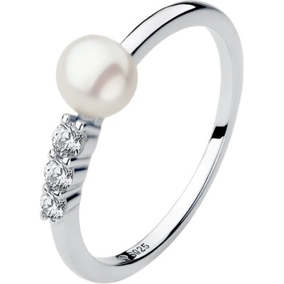 Gaura Pearls Stříbrný prsten s bílou perlou Despina SK23217R 19 Stříbrná