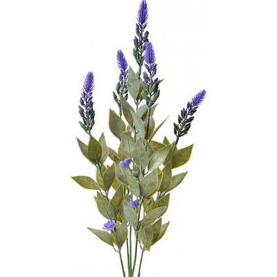 Dekorácia zelená umelá rastlina s fialovými kvietkami - 10*6*62 cm - Clayre & Eef