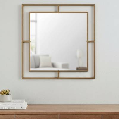 TopMebel Ъглов алуминиев стенен огледало в златен цвят 58, 6x2x58, 6см