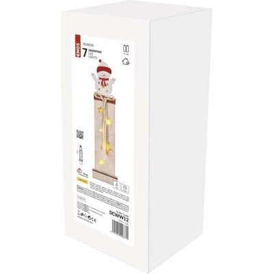 Emos DCWW12 LED dekorace dřevěná sněhulák 46 cm 2x AA vnitřní teplá bílá časovač