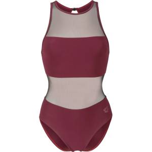 arena Дамски бански костюм Arena Women's Mesh Panels Swimsuit Vent Back Swimsuit - Bordeaux - размер 34 (EU) (150-4059-0311)