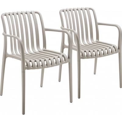 tectake 406040 zahradní židle alcudia, odolné proti povětrnostním vlivům, stohovatelné - taupe,sada 2 kusů