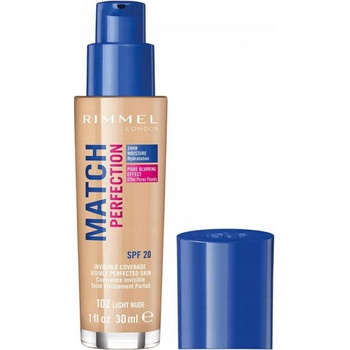 Rimmel Match Perfection Foundation SPF20 Make-up 102 Light Nude 30 ml