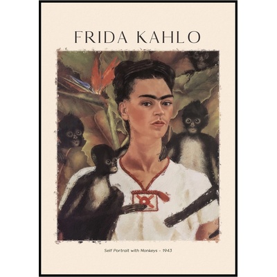 Jen tak z lásky Frida Kahlo - Autoportrét s opicemi 1943 Rozměr plakátu: 40 x 50 cm