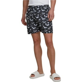 Urban Classics Бански гащета Urban classics Pattern swimming shorts - Black (Black / White)