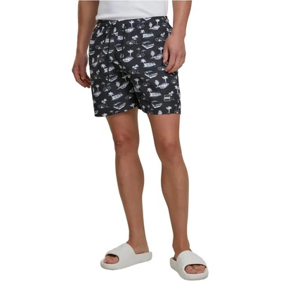 Urban Classics Бански гащета Urban classics Pattern swimming shorts - Black (Black / White)