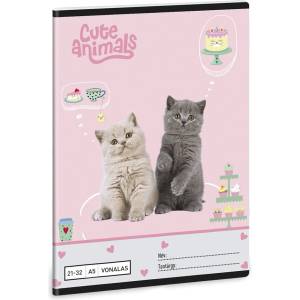 Ars Una Тетрадка с линии ARS UNA A/5, 32 листа, 21-32, за 4-8 клас, „Cute Animals - Tea Party 53625328 (53625328)