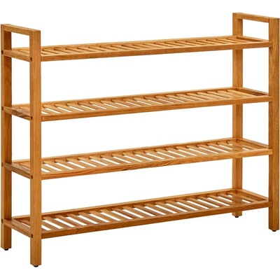 vidaXL Поставка за обувки с 4 рафта, 100x27x80 см, дъбов масив (331750)