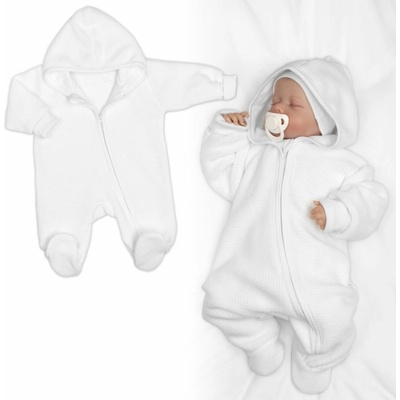 Pletený overal s kapucňou CUTE biely