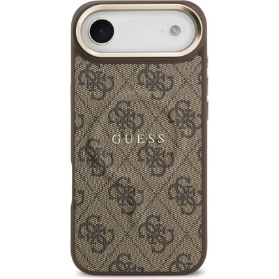 GUESS Гръб Guess PU Leather 4G Gold Frame MagSafe Case за iPhone 17 Air - Кафяв