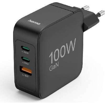 Hama Бързо зарядно HAMA 201962 - 100W GaN, USB-C/A, черно (HAMA-201962)