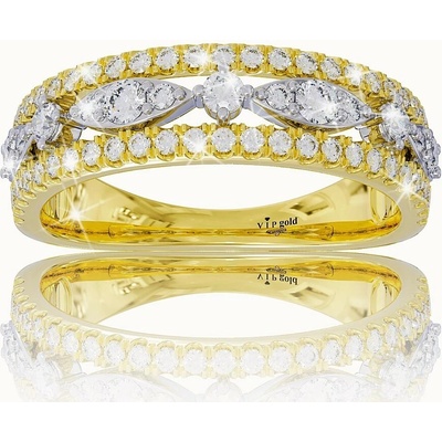 VIPgold Zlatý prsteň s bielymi zafírmi v žltom zlate RE3805zb S