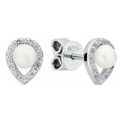 Eppi Perlové náušnice v tvare kvapky so zirkónmi Culbe E48248