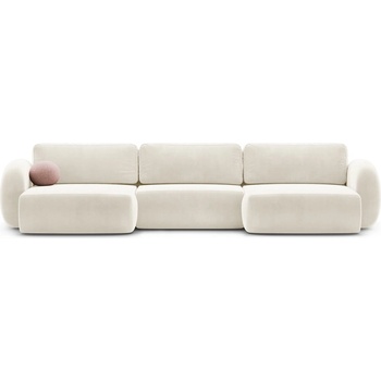 Cosmopolitan Design Кремав кадифен сгъваем/с място за съхранение ъглов диван (U форма) Tonale - Cosmopolitan Design (COS_UF_121_F1_TONALE1)