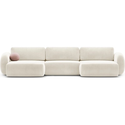 Cosmopolitan Design Кремав кадифен сгъваем/с място за съхранение ъглов диван (U форма) Tonale - Cosmopolitan Design (COS_UF_121_F1_TONALE1)