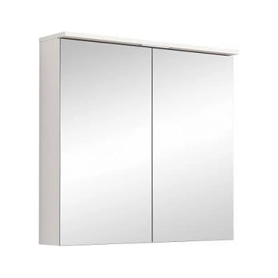 Inter Ceramic Огледален шкаф за баня ALDENE-75 6017-75W, Inter Ceramic, с LED осветление, PVC, бял гланц, 75х70х17см (6017-75W)