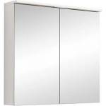 Inter Ceramic Огледален шкаф за баня ALDENE-75 6017-75W, Inter Ceramic, с LED осветление, PVC, бял гланц, 75х70х17см (6017-75W)
