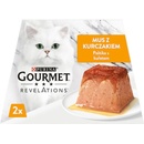 Paštéty pre mačky Gourmet Revelations jemná paštéta s kuraťom a omáčkou 2 x 57 g