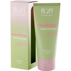 Fluff Почистващ гел за лице, със зелена глина и гликолова киселина, 100 ml