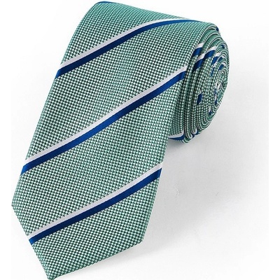 Hedvábná kravata zelená s pruhem