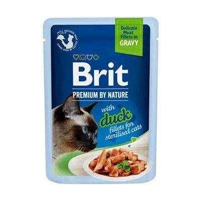 12ks BRIT Premium Cat Delicate Fillets in Gravy with Duck Sterilised 85 g