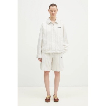 adidas Originals Къс панталон adidas Originals PINSTRIPE SHORT в бежово с десен с висока талия JC7684 (JC7684)