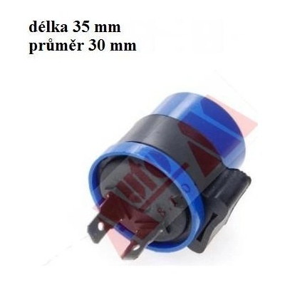přerušovač - relé blikačů 12V 2X10W+3,4W - kulatý 2 konektory