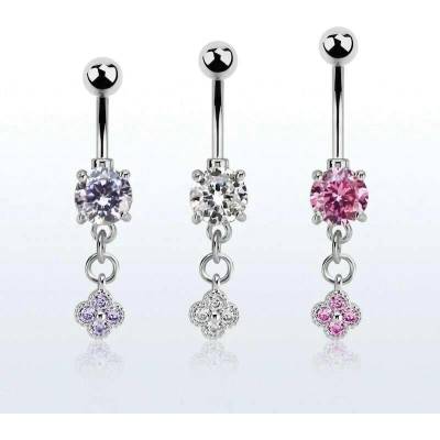 InfinityPierce Piercing do pupíku s kamínkem a řetízkem zakončený kytičkou MCDZ411