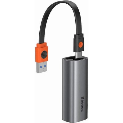 Baseus Steel Cannon Bidirectional USB-A and USB-C to Ethernet Adapter - адаптер за свързване от USB-C или USB-A към Ethernet жичен интернет (тъмносив)