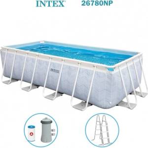 Intex Басейн с конструкция, 400x200x100 см, INTEX 26780NP Prism Frame Chevron, с филтърна помпа и стълба (26780NP)