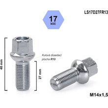 Kolový šroub M14x1,5x27 kulový R13, WHT002437, Audi, Seat, Škoda, VW, klíč 17, LS17D27FR13, výška 48 mm