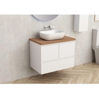 Inter Ceramic Конзолен PVC шкаф за баня BG 9048-75W + 7546-31, с дървесен плот, Inter Ceramic, 45х53.5х73.5см (BG 9048-75W + 7546-31)