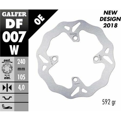 GALFER brzdový kotouč zadní HONDA XL 600/650/700V TRANSALP 91-07; CB 500 97-05; CB750 92-02; CB 900 HORNET 02-07; BUELL 93-10 (WAVE FIXED) (240X105,5X4mm) – Zboží Mobilmania