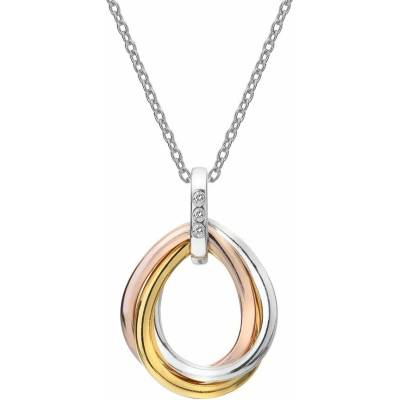 Hot Diamonds Tricolor náhrdelník s diamantmi trio teardrop RG DP780