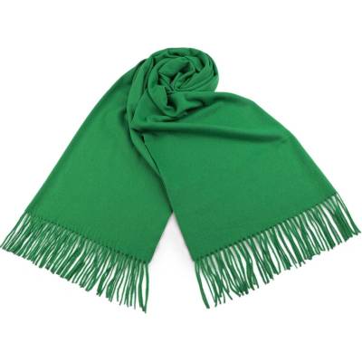 Šál typu pashmina so strapcami 16 zelená
